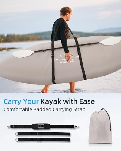 Image of OCEANBROAD Kayak Cover(Non-Fishing) UV&Water-Resistant for Outdoor Storage | 600D Gray with Strap, For 10.8-12ft x 38in, UPF 50+, Water-Resistant, UV-Resistant, Outdoor Storage, Kayak Accessories