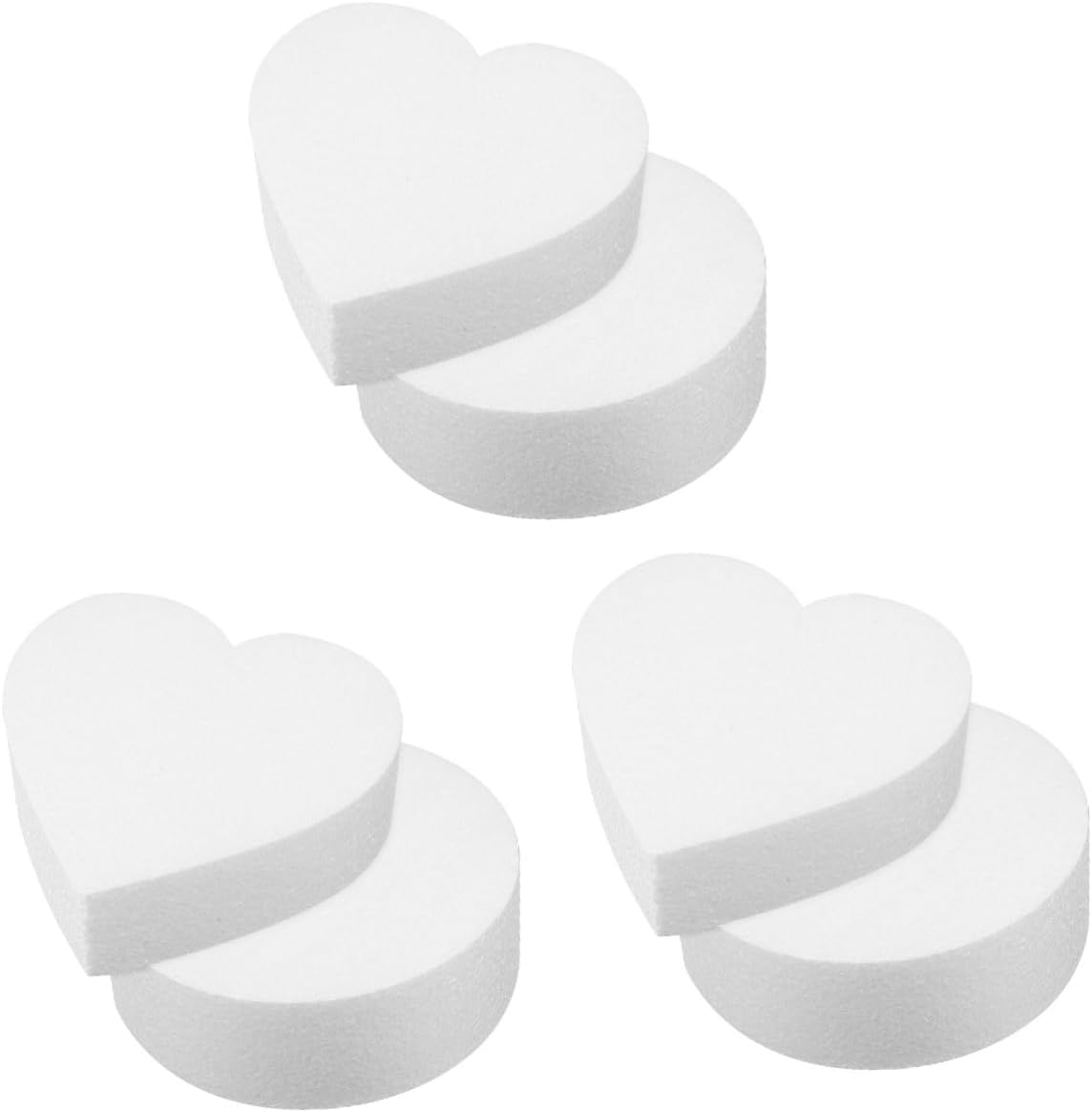 Veemoon 10pcs Foam Cake Dummies Heart Shape and Round Cake Dummy for Decorating for Beginners and Professionals Lightweight and Portable and Display