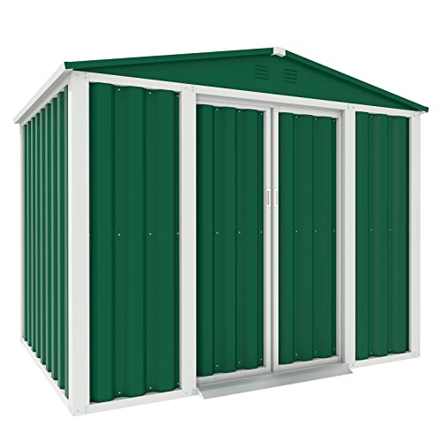 Betterland 4X6 FT Outdoor Storage Shed, Steel Garden Shed with Sliding Door, Metal Tool Storage Shed for Backyard, Lawn, Green