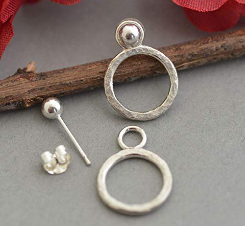 Tiny Petite 1/2 Inch Hoop Ear Jackets Front Back Two Sided Earrings Sterling Silver 4Mm Ball Studs Teen Men Women #TOP3