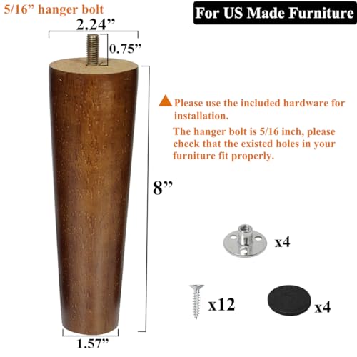 Aoryvic 7539687374 Furniture Leg Sofa Legs Replacement Wood 8 Inch Mid Century Dresser Legs thumb #2