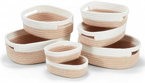 Lot de 7 boîtes de rangement décoratives en corde de coton tissée...