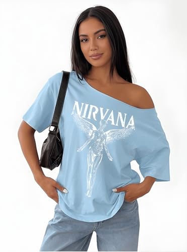 Image of SXV STYLE SOL Women Summer Loose Asymmetrical Neck Cocktail Fruit Orange Y2K Graphic Oversized T-Shirt