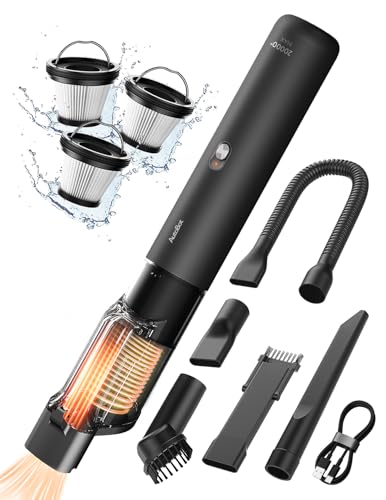 Car Vacuum, Portable Vacuum for Car with 20000PA, 5 in 1 Handheld Car Vacuum Portable Cordless with Flexible Hose, 50 Mins Runtime,3H Type-C Fast Charge, Handheld Vacuum for Car, Home,Cleaning