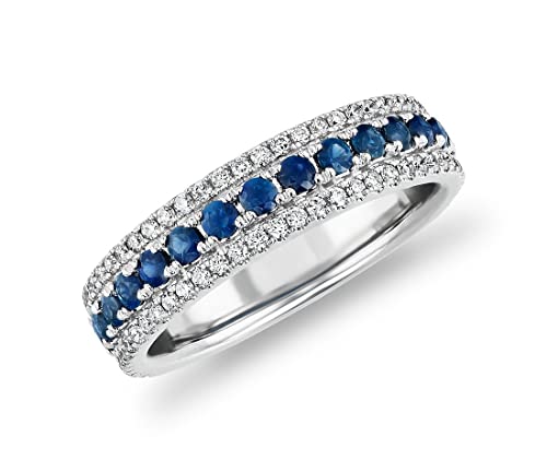 JewelryGift Bague d'éternité en Saphir Bleu créé avec Bague d'éternité en Argent Sterling 925 Bagues de fiançailles solitaires Pierre de Naissance pour Femmes et Filles Taille : Z Cover