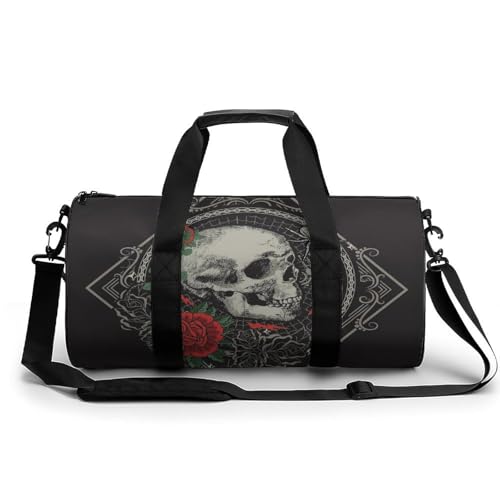 Sac de voyage tête de mort et roses pour le week-end
