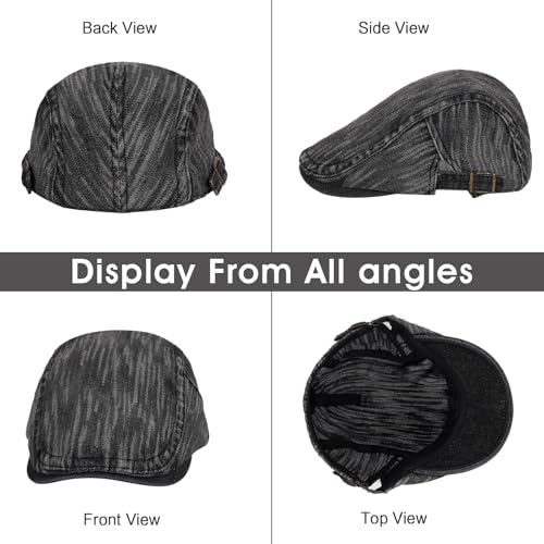 Image of 3Pcs Men's Newsboy Caps Cotton Cooling Hat Adjustable Flat Cap for Men