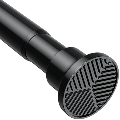 BSYXLSX Tringle Rideau Sans Percage Extensible,71-155 cm,(Diamètre 25 mm) Tringle à Rideaux en Inox Noir,Idéale pour Salle de Bain,Fenêtre,Porte et Penderie