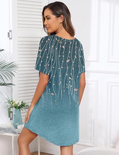 Image of Ekouaer Sleep Shirts for Women Short Sleeve Night Shirts for Sleeping Pullover Nightgown Soft Nightdress S-XXXL