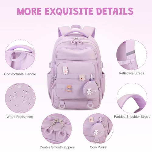 Image of ACESAK Girls Backpack - 3PCS Backpack for Cute School Backpacks for Girls