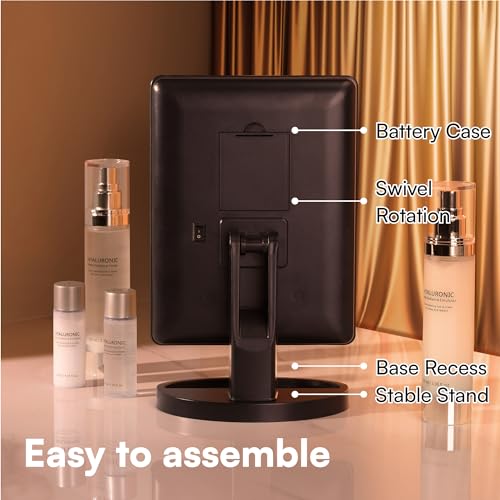 H&S Makeup Mirror with Lights - Light Up Vanity Mirror for Dressing Table Bathroom Desk - Battery Operated with LED Lights - Includes Detachable 10x Magnifying Mirror - Black - Cosy Home Interiors H&S Makeup Mirror with Lights - Light Up Vanity Mirror for Dressing Table Bathroom Desk - Battery Operated with LED Lights - Includes Detachable 10x Magnifying Mirror - Black - Image 3