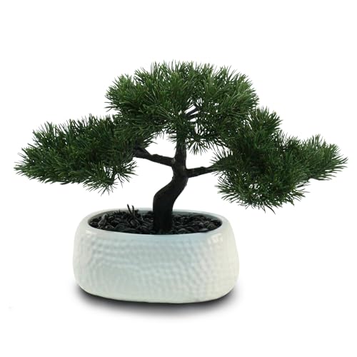 GOVIRAYE Artificial Bonsai Tree for Office, Faux Bonsai Juniper Small Artificial Plants for Home...
