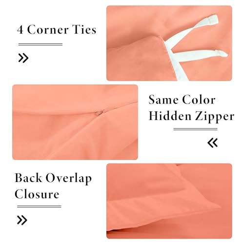 Image of ROYALE LINENS Coral Duvet Cover Twin Size - 2 Piece Bedding Comforter Covers - Zipper Closure - 1 Twin Duvet Cover 68x90 inches and 1 Pillow Sham - No Comforter Included