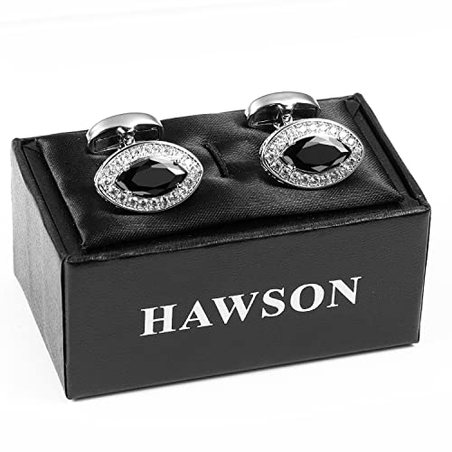 Image of HAWSON Cufflinks for Men, Gold Diamond Crystal Cufflinks for Groom Husband Personalized Gifts, Mens Formal Wedding Business Cufflinks, Luxurious Gorgeous Cuff Links French Shirt Accessories