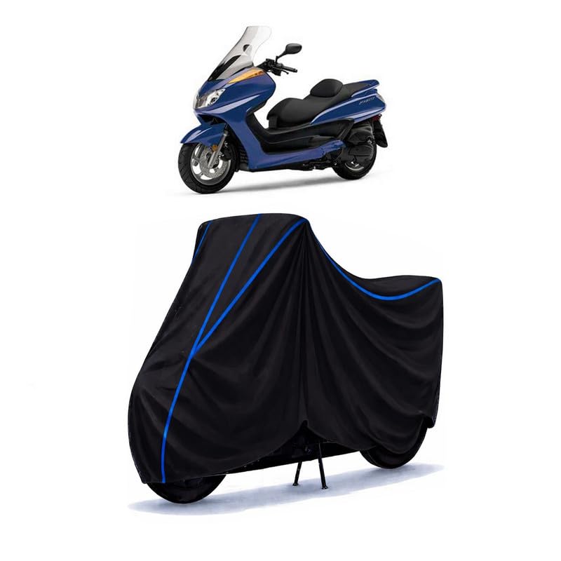Image of Scooty Cover Water Resistant for Majesty S 155 Maxi Bs6 | Universal Scooter & Bike Cover | Heavy Duty UV Dust, Rain & Scratch Protection Weather Indoor Outdoor | Black with Blue Piping