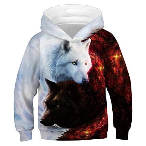 De feuilles Kids 3D Wolf Hoodie Cover
