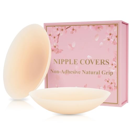 Not Sticky Medical-Grade Silicone Nipple Covers, Natural Grippy Fit Body, Reusable Seamless No-Show Pasties With Travel Box