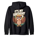 Niedliches Eulen-Design mit Aufschrift "It's My Birthday", für Kinderfeiern Kapuzenjacke