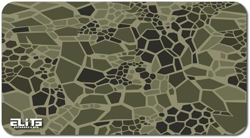 Elite Outdoors MFG | Abstract Snakeskin Gun Cleaning Mat | Geometric Camo Design | Tan & Green Shades | Made in The USA | Size 12x22 inches