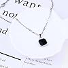 Ticome Black Onyx Pendant Necklace, Men's Metal Music Geometric Block Black Stone Simple Necklace, Fashionable Life Adventure Commemorative Stainless Steel Jewelry, Jewelry Gifts #3