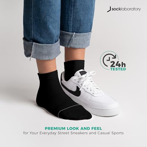 Quarter Socks - Silver Infused Cotton - Odor Resistant, Breathable - White/Black/Monochrome4