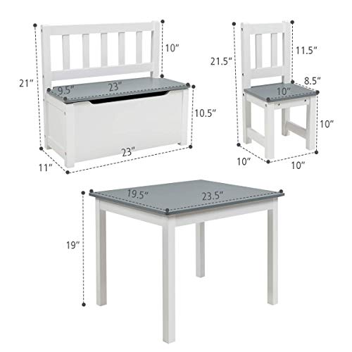 image for Costzon Kids Table and Chair Set, Wood Activity Table with Toy Storage