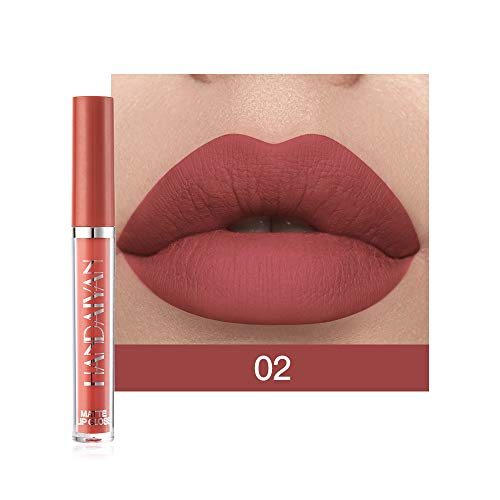 6 Colors Matte Liquid Lipstick Makeup Set, Long-Lasting Wear Non-Stick Cup Not Fade Waterproof Lip Gloss (A)