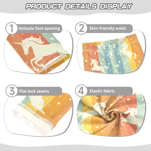 Unicorn Rainbow Pattern Girls Leggings Ultra Soft Compression Yoga Gym Pants for Kids 4-10T3