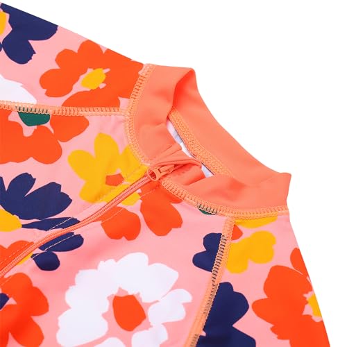 Image of HUAANIUE Baby /Toddler Girls Long Sleeve Zipper Closure Swimsuit One Piece Swimwear with UPF50+ Sun Protection