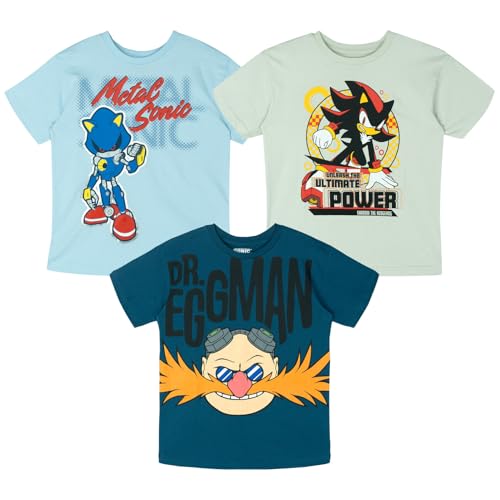 Image of SEGA Sonic the Hedgehog Boys' 3-Pack Short Sleeve T-Shirts Toddler to Big Kid