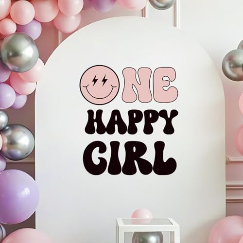 Adorno Vinilo One Happy Girl Para Primer Cumpleaños miniatura 3