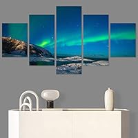 SIGNWIN 5 Panel Canvas Wall Art Astronomy & Space Contemporary Cosmic Dramatic Green Group Photography Realism Ultra for Home Decorations Ready to Hang - 60