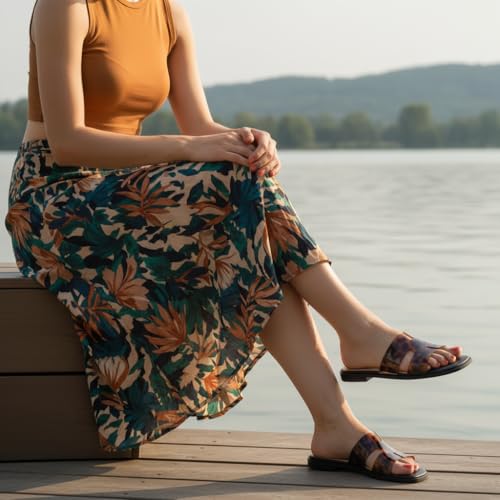 Image of CUSHIONAIRE Voyage Cutout Strap Slides for Women, Slip On Summer Flats, Trendy Footwear, Memory Foam Vegan Leather Comfortable Vacation Style Sandals