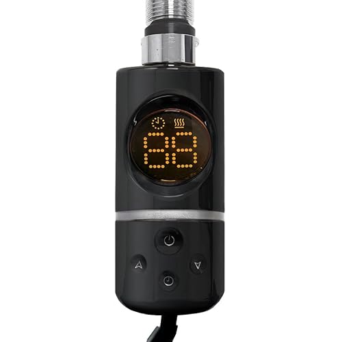 Myhomeware Thermostatic AF Electric Element Towel Rail Radiator Conversion Kit 150/300/400/600/800 Watt Black Chrome White Gold Gray With Timer (Black, 300W)