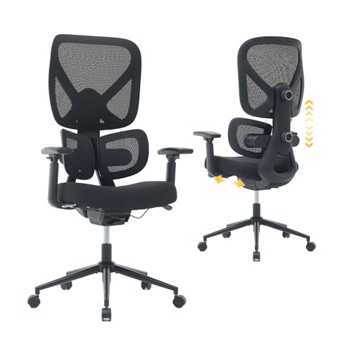 Nouhaus Ergo Morph Ergonomic Office Chair, High Back Mesh Office Chairs with Dual-Zone Dynamic Lumbar Support, Adjustable Backrest & Seat Depth, 3D Armrests, Comfy Home Office Desk Chair (Bl