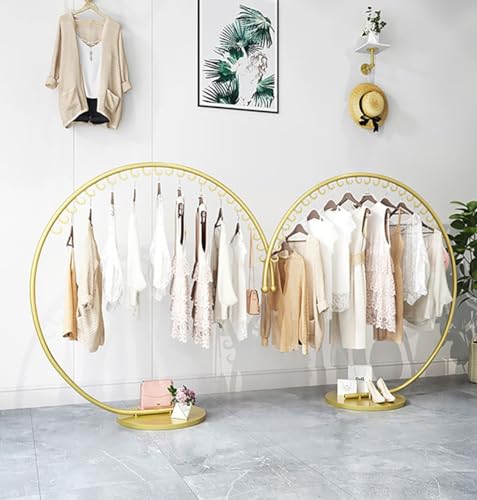 Portant à vêtements en C luxueux doré pour showroom