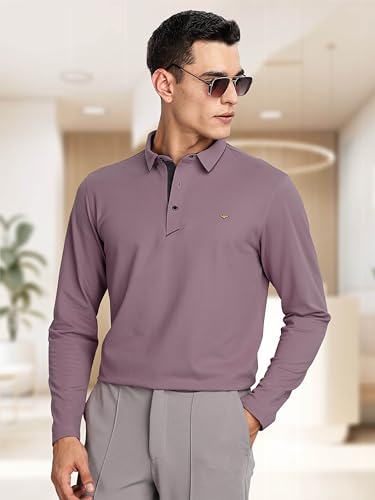 Image of STELLERS Men's Full Sleeve Polo T-Shirt | Premium Cotton | streatchable | Enzyme bio Washed | Feather Touch Feel | Sustainable