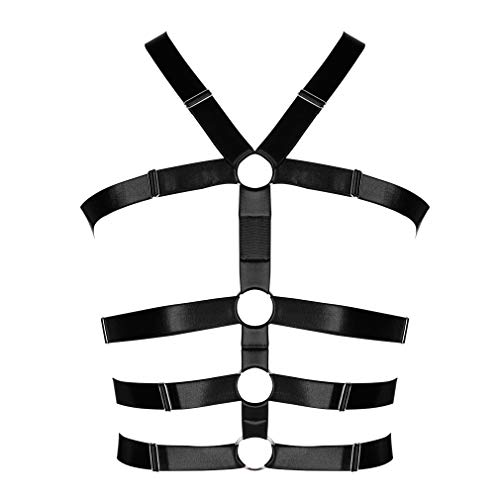 Men's Strappy Tops Harness Waist Belts Hollow Out Cupless Caged Body Punk Gothic Dance Rave Costume
