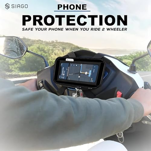 Image of SHAH BROTHERS Premium Mobile Holder for Scooty /Motorcycle | Universal Water-Resistant Phone Pouch | 360 Swivel & Adjustable Fit for Activa & All Scooters | Hands-Free Navigation | Smoky Black