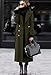 chouyatou Women's Winter Double Breasted Wool Coat Business Casual Long Winter Pea Coat with Belt (X-Large, Army Green)