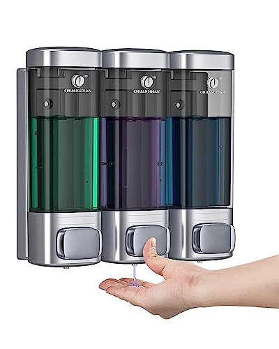 Bathroom Soap Dispenser for Shower Gel Lotion Shampoo Conditioner Container 320ml Kitchen Dish Soap Dispenser Wall Mounted No Drill (320mlx2 Grey) - Image 3