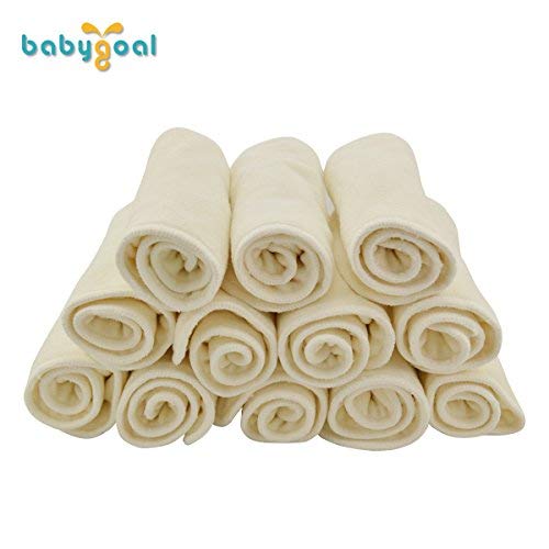 Babygoal Cloth Diaper Inserts,4 Layers Rayon from Bamboo Liners, 12pcs 2-Layer Mircrofiber+2 Layer Bamboo Reusable Inserts,12MB