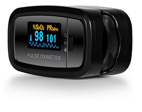 Accumed Cms-50D1 Fingertip Pulse Oximeter Blood Oxygen Sensor Spo2 For Sports And Aviation. Portable And Lightweight With Led Display, 2 Aaa Batteries, Lanyard And Travel Case (Black) #TOP2