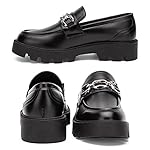 Vepose Women's 8081 Platform Casual Loafers, Black Round Toe Slip On Loafers Shoes - Image 5