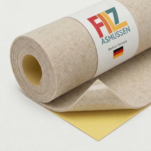 Vanille Filz Asmussen - Filz selbstklebend Meterware 1mx1 55m für Ausbau Camper Filz & Wohnmobile geeignet für VW T4 T5 T6 Fiat Ducato usw. Filzstoff Klebefilz Nadelfilz Bastelfilz DIY - Vanille