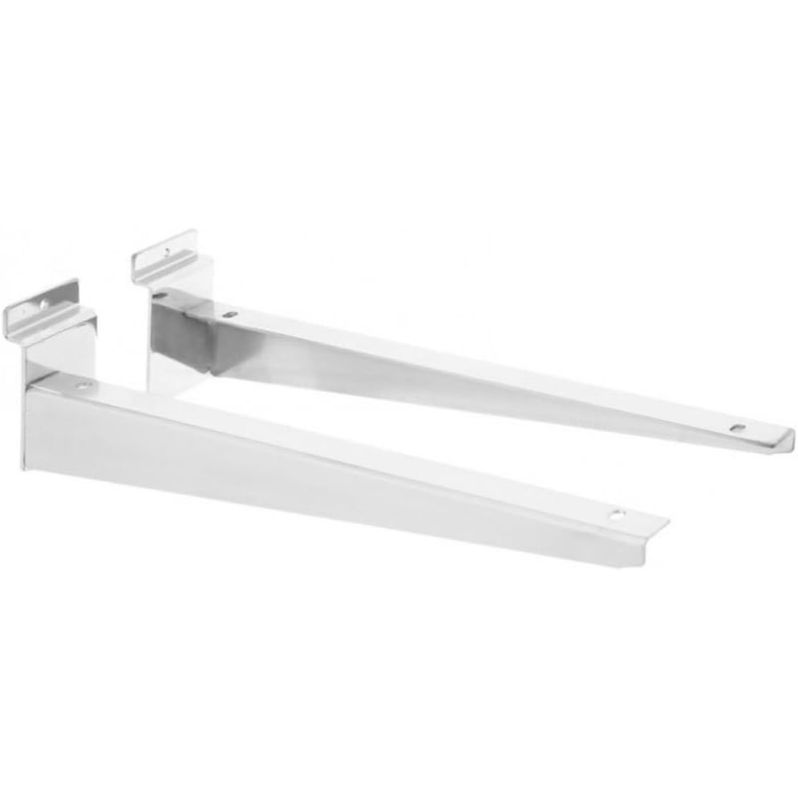 Wooden Shelf Brackets (Pair) for Slatwall Shop Fittings Heavy Duty in Chrome - 250mm โ image 1