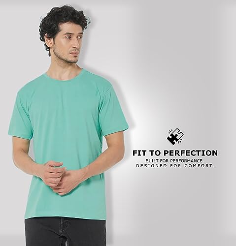 Image of Sleepynuts Round Neck Plain Cotton T-Shirt for Men Pack of 4