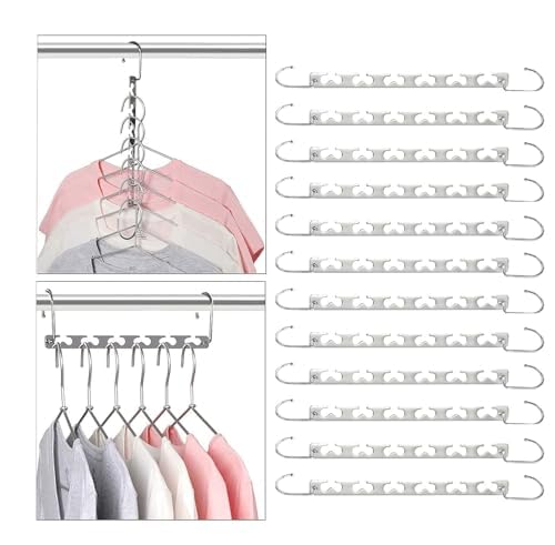Magic Clothing Hangers Space Saving Sturdy Metal Hangers Wardrobe Closet Organizer Space Saving Hanger Pack of 12 Cascading Hangers