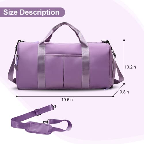 ZGWJ Sports Gym Bag with Wet Pocket & Shoes Compartment, Waterproof Shoulder Weekender Bag for Women and Men Swim Sports Travel Gym Bag Lightweight and easy Carry on Purple2