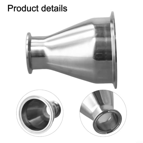 Reductor sanitario de 4" a 2" de acero inoxidable 304 con tri abrazadera para tuberías 3